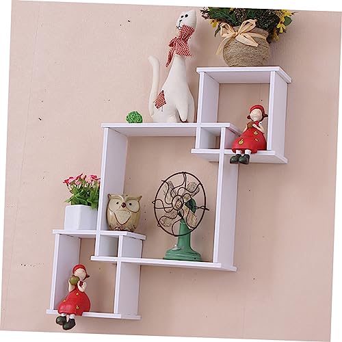 Amosfun Wall Storage Rack Storage Shelves Wall Storage Shelf Home Storage Shelf Home Storage Shelf Wall Decor Wooden White