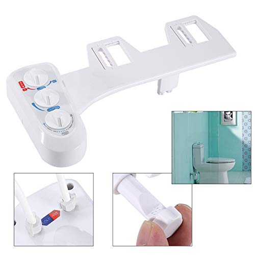 Water Bidet with Retractable Nozzles Non Electric Toilet Attachment Spray for Batteries or Electricity