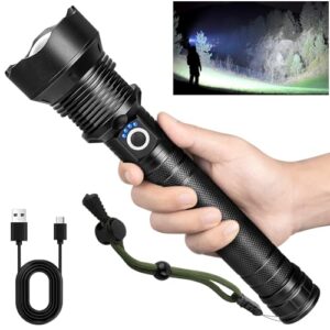 wenotk rechargeable high lumen flashlight, super bright led flashlights with 5 modes & 18h run time, waterproof handheld flash light for home camping emergency