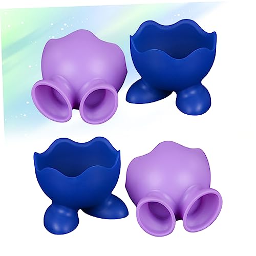 FUNOMOCYA 4pcs Silicone Egg Cups Egg Holder Breakfast Egg Cup Holder Cups for Boiled Eggs Soft Boiled Egg Holder Egg Cooker Cups Silicone Egg Boiler Blue