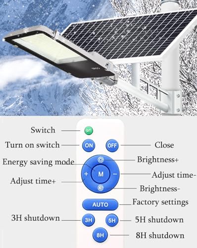 ZXXHNNAIH Solar Street Light IP165 Waterproof Solar Street Light with Pole,Easy Installation,Equipped with a Remote Control for Remote Control,for Yard