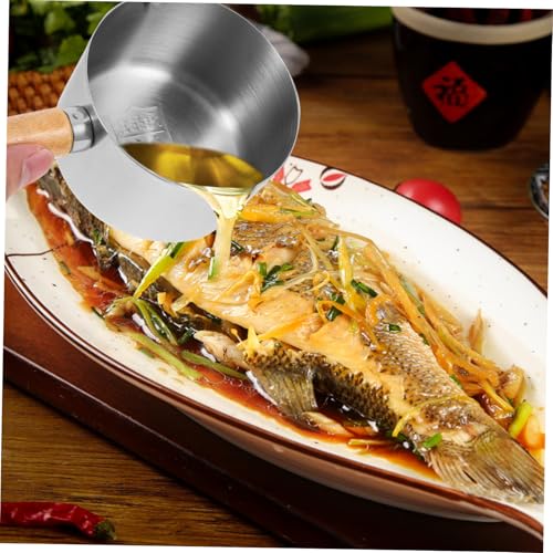 GRIRIW Stainless Steel Pancake Pan Milk Pan Small Saucepan Chocolate Melting Pot Warmer Butter Non Soup Wamer Pan Oil Boil Pan Small Egg Frying Pan Coffee Pot Chocolate Boiler Pot Wooden