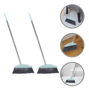 Cabilock 2pcs Stainless Steel Broom Cleaning Supplies Heavy-Duty Broom Market Broom Sweeping Broom Indoor Outdoor Broom Long Handle Broom Hard Broom Household Cleaning Supply Blue Plastic