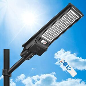 BLHKBAIKB LED Solar Street Light,6000K Outdoor Solar Street Light Dusk to Dawn,with Radar Sensor,IP65 Waterproof Solar Remote Controlled Street Light for Parking Lot,Driveway