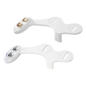 luxe bidet neo 120 - value pack of 2 - self-cleaning non-electric bidet attachments for toilet seat (gold and white)