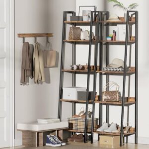 Homedawn 5-Tier Corner Shelf & 5-Tier Ladder Shelf with Steel Frame