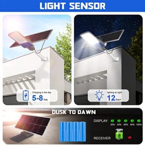 BLHKBAIKB Solar Street Light Outdoor,30000 Lumens Dusk to Dawn Solar LED Street Light with Remote Control 6500K Daylight White,IP67 Waterproof for Yard,Garden,Parking Lot