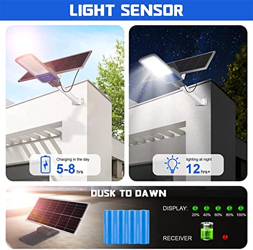 BLHKBAIKB Solar Street Light Outdoor,30000 Lumens Dusk to Dawn Solar LED Street Light with Remote Control 6500K Daylight White,IP67 Waterproof for Yard,Garden,Parking Lot