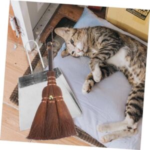 PLAFOPE 1 Set Pet Broom Dustpan Home Accessory Convenient Mini Dustpan Pet Cage Broom Mini Broom with Dustpan Litter Scooper and Duster Desktop Cleaning Brush Desk Cleaning Broom Wood