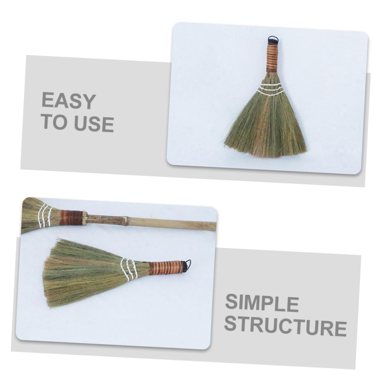 CIYODO Straw Broom Cleaning Brush Table Broom Hand-Made Broom Desk Dust Broom Cleaning Broom Desktop Small Broom Short Handle Broom Hand Broom Household Dust Brush Whisk Broom Desk Broom