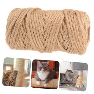 Hohopeti 1 Roll Cat Climbing Rope Sturdy Cat Scratcher Rope Heavy Sisal Twine Cat Scratching Tree Replacement Rope Natural Jute Twine Rope on Cat Trees Sisal Fibre Rope Sisal Rope Khaki