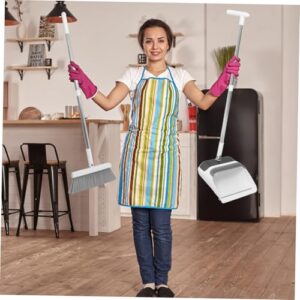 COOLHIYA 1 Set Cleaning Artifact Standing Broom and Dustpan Outdoor Broom Mini Dustpan and Brush Small Broom and Dustpan Dust Pan and Broom Stand up Dustpan Hand Broom and Dustpan White Pp