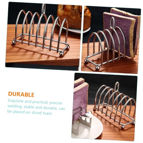 Garneck Sandwich Bread Holder Desktop Stand Household Toast Rack Oven Accessories Tabletop Grill Toast Storage Stand Desktop Toast Stand Kitchen Lid Organizer Silver Stainless Steel