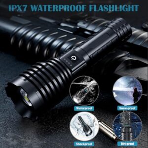 WENOTK Rechargeable Flashlights Battery Powered,Super Bright Led Flashlight Handheld,5 Modes&zoomable, Holster, Long Runtime,Waterproof Tactical Flashlights for Emergency,Camping,Home