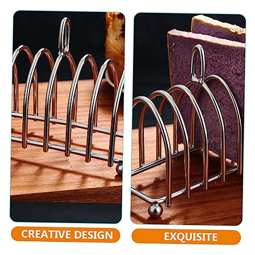 Garneck Sandwich Bread Holder Desktop Stand Household Toast Rack Oven Accessories Tabletop Grill Toast Storage Stand Desktop Toast Stand Kitchen Lid Organizer Silver Stainless Steel