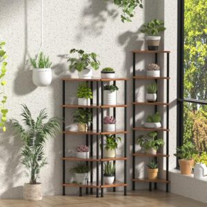 Homedawn 5-Tier Corner Shelf & 5-Tier Ladder Shelf with Steel Frame