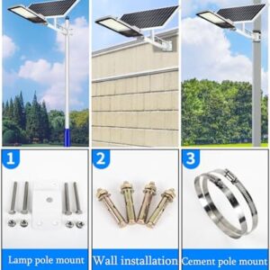 ZXXHNNAIH Solar Street Light IP165 Waterproof Solar Street Light with Pole,Easy Installation,Equipped with a Remote Control for Remote Control,for Yard