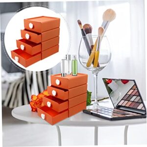 HONMEET 4pcs Drawer Storage Box Dresser Drawers Storage Pull Out Drawers Cosmetic Organizer Countertop Drawer Vanity Organizer Desktop Drawers Storage Rack Organizer Mini Drawer Orange Pp