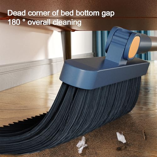 Upgrade Brooms and Dustpan Set, Self-Cleaning with Scraping Teeth and Scraper, Indoor & Outdoor Sweeping, Ideal for Dog Cats Home Use, Stand Up Brooms and Dustpan