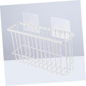 Hoement Bathroom Wall Organizer Bread Clear Container Bathroom Storage Rack Kitchen Wall Holder Heart Spoons Wrapping Paper Canister Hanging Basket Container for Cooling Wine Ledge White