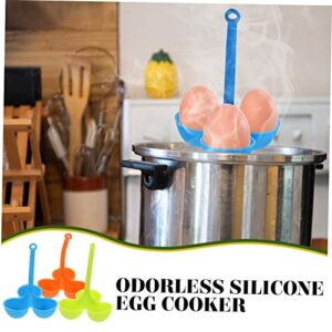 Unomor 3 Pcs Egg Boiling Gadget Hard Boiled Egg Maker Steamed Egg Cup Egg Cooker Cup Oven Egg Cooker Kitchen Utensil for Egg Boiling Microwave Egg Poacher Poached Egg Maker Orange