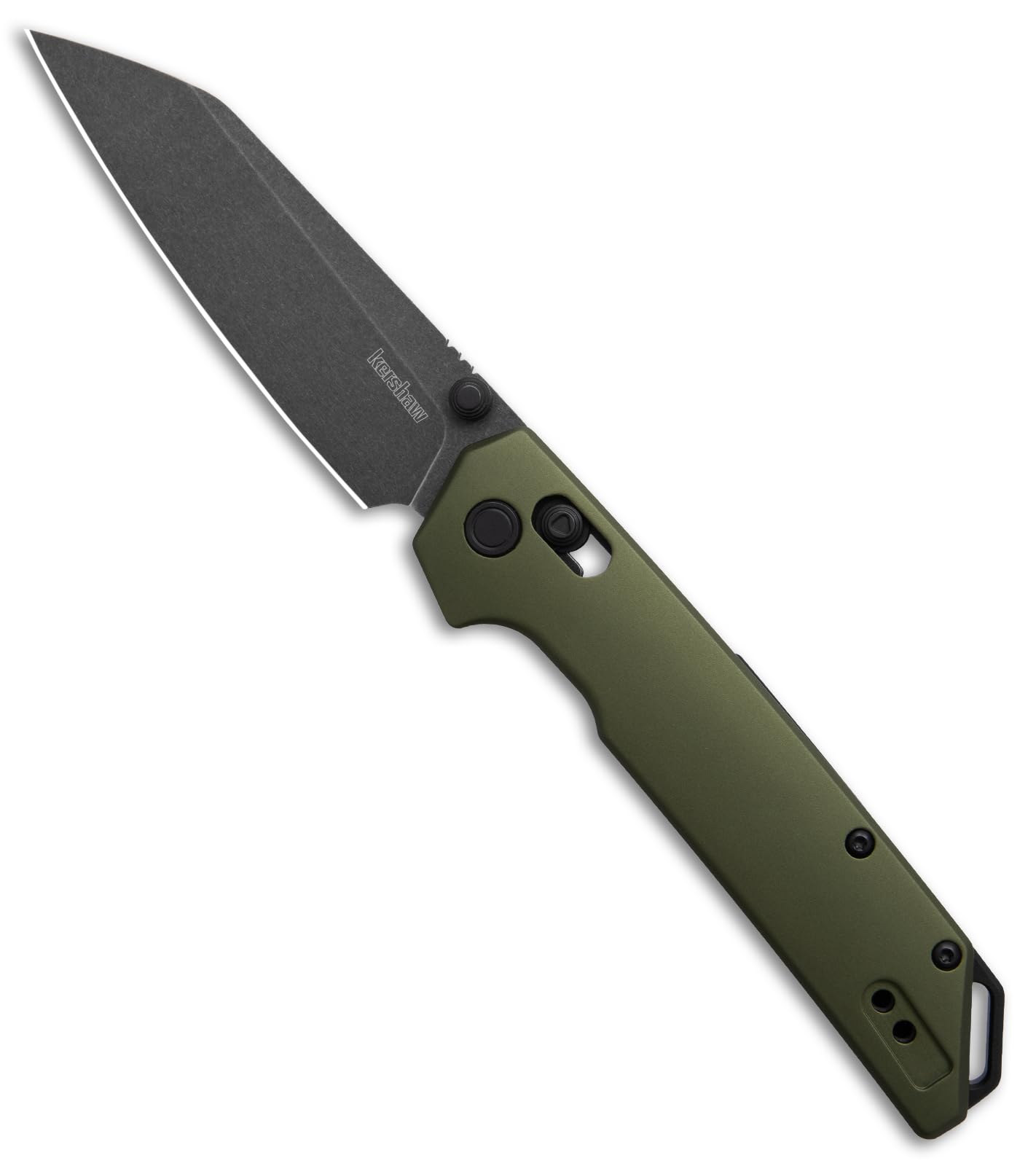 Kershaw Iridium Reverse Tanto Folding Pocket Knife, Sleek 3.4 inch D2 Steel Blade, DuraLock Locking Mechanism, Aluminum Handle, Designed in the USA (Green Aluminum/Black Stonewash)