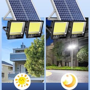 ZXXHNNAIH Solar Street Light IP66 Waterproof Solar Street Lights Outdoor LED Commercial Lighting with 19 ft Cables and Remote Control, Easy to Install