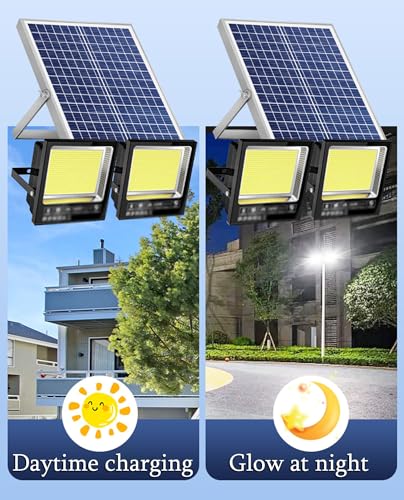 ZXXHNNAIH Solar Street Light IP66 Waterproof Street Solar Light,with 19 Ft Cables Light Sensor Solar Light,for Basketball Court, Road, Yard