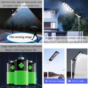 ZXXHNNAIH Solar Street Light Solar Parking Lot Light,with Motion Sensor and Remote Control,IP67 Waterproof,for Basketball Court Parking Lot