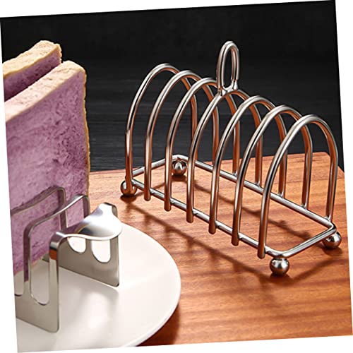 Garneck Sandwich Bread Holder Desktop Stand Household Toast Rack Oven Accessories Tabletop Grill Toast Storage Stand Desktop Toast Stand Kitchen Lid Organizer Silver Stainless Steel