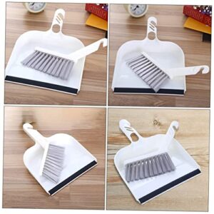 OHPHCALL 2 Sets Cleaning Brush Computer Broom Pet Broom Dust Pans with Brush Broom Small Sweeping Broom Toy Broom Mini Broom Desktop Dustpans Kid Broom Small Brush Plastic White