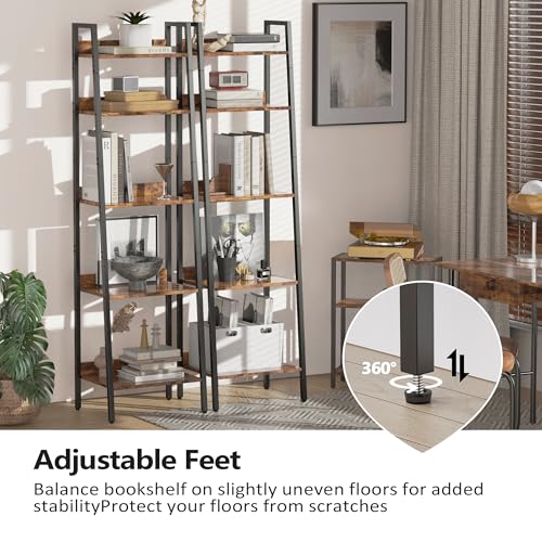 Homedawn 5-Tier Corner Shelf & 5-Tier Ladder Shelf with Steel Frame