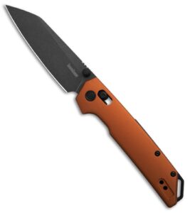 kershaw iridium reverse tanto folding pocket knife, sleek 3.4 inch d2 steel blade, duralock locking mechanism, aluminum handle, designed in the usa (bronze aluminum/black stonewash)