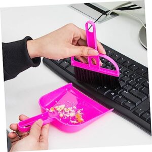 Outanaya Cleaning Tools Computer Keyboard Broom Computer Dustpan Small Camping Broom Cage Cleaner Mini Dustpan and Brush Mini Keyboard Brush Dustpan Short Handle Mini Brush Sofa Brooms Rosy