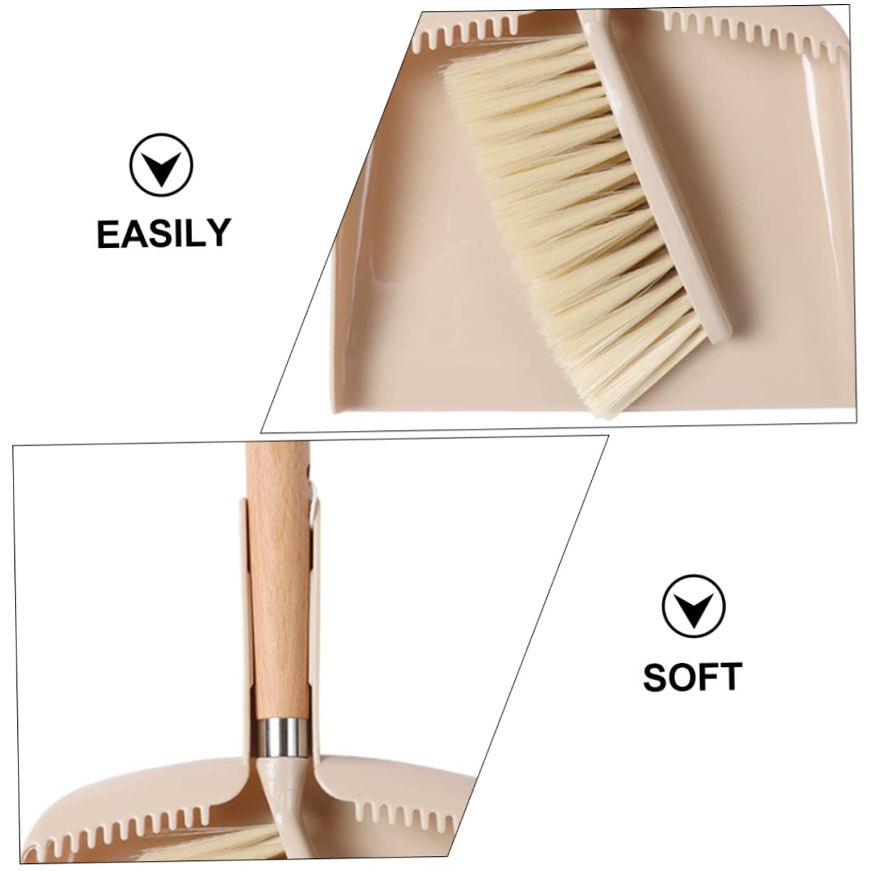 FOYTOKI 1 Set 2pcs Desktop Dustpan Computer Keyboard Cleaner Small Hand Mini Cleaning Brush Tiny Broom Dustpan Kit Broom Outdoor Miniature Dustpan and Brush Home Dust Remover Pp Beige