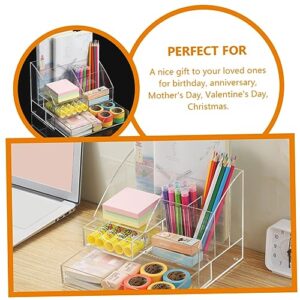 Garneck Stationery Organizer Acrylic Display Case Transparent Countertop Storage Rack Desk Drawer