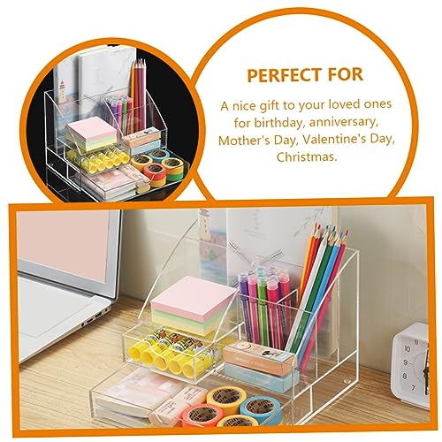 Garneck Stationery Organizer Acrylic Display Case Transparent Countertop Storage Rack Desk Drawer