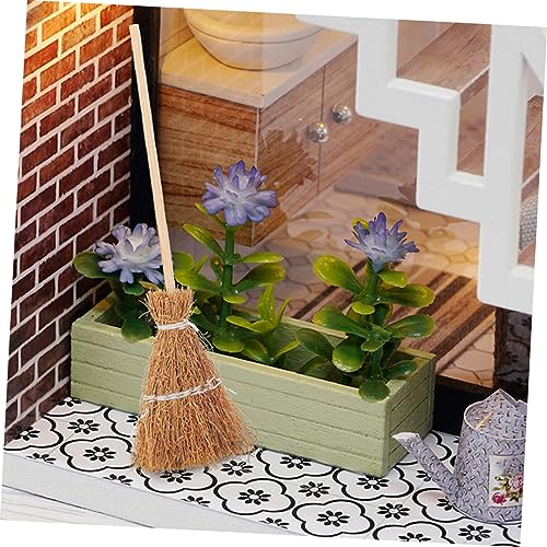 ORFOFE 15pcs Wood Miniature Cleaning Tool Small House Ornament Mini House Brooms Small House Decor Broom