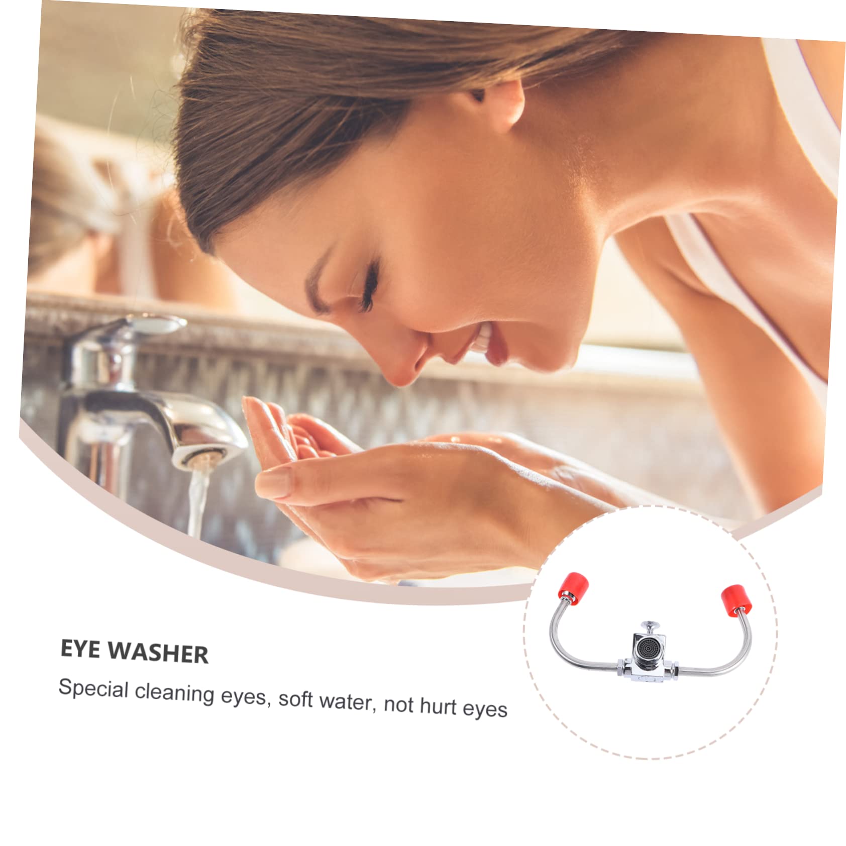 Eye Washer Outdoor Emergency Eye Flush Shower Eyewash Sink Shower Attachment for Tap Eyewash Station Sink Mount Eye Flush Eye Flush Shower Equipment Silver Stainless Steel NAMOARLY