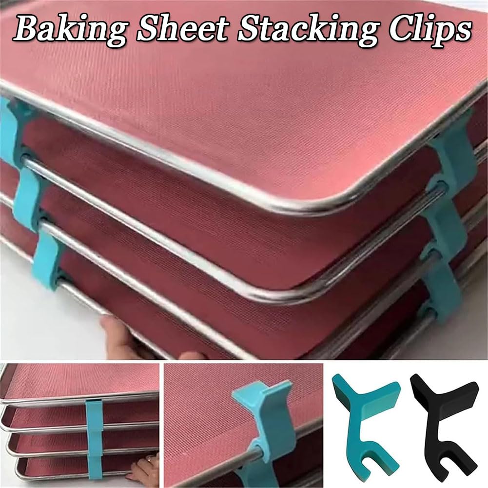 Baking Sheet Stacking Clips, Baking Sheet Stackers, Baking Tray Stackers, Sheet Pan Stackers, Cookie Tray Stacker Clips, Baking Sheet Stackers Cookie Sheet Pan/Dividers Separators (Blue-16pcs)