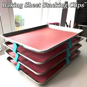 Baking Sheet Stacking Clips, Baking Sheet Stackers, Baking Tray Stackers, Sheet Pan Stackers, Cookie Tray Stacker Clips, Baking Sheet Stackers Cookie Sheet Pan/Dividers Separators (Blue-16pcs)