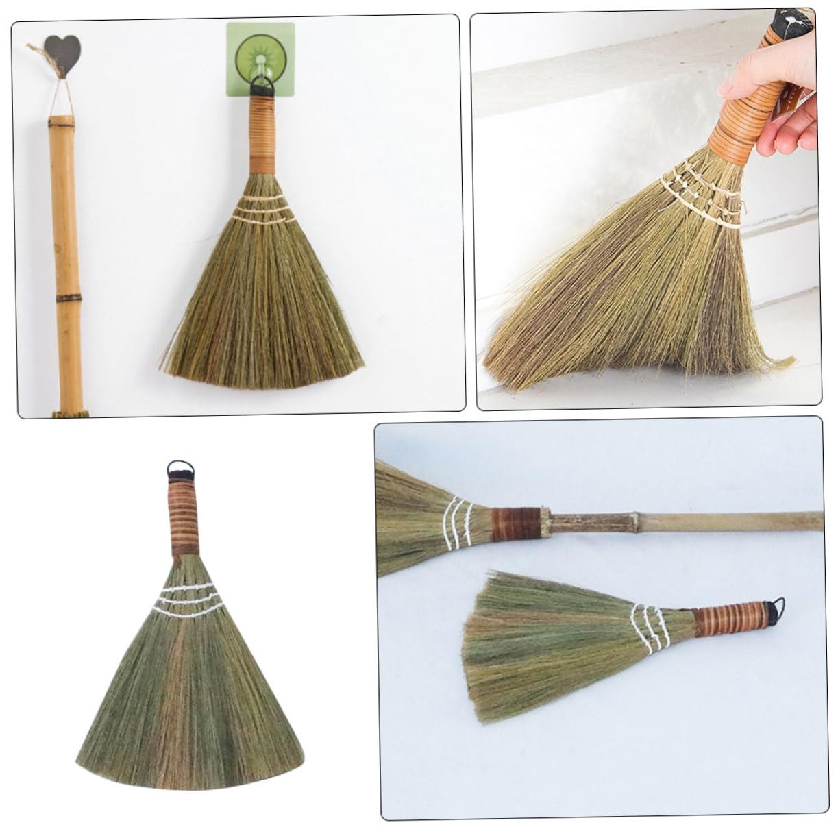 CIYODO Straw Broom Cleaning Brush Table Broom Hand-Made Broom Desk Dust Broom Cleaning Broom Desktop Small Broom Short Handle Broom Hand Broom Household Dust Brush Whisk Broom Desk Broom