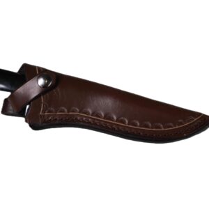 CARL THOMAS LEATHERS Custom Leather Vertical Knife Sheath Made to fit a Buck 119, Fixed Blade Knife Holder, Dyed Dark Brown