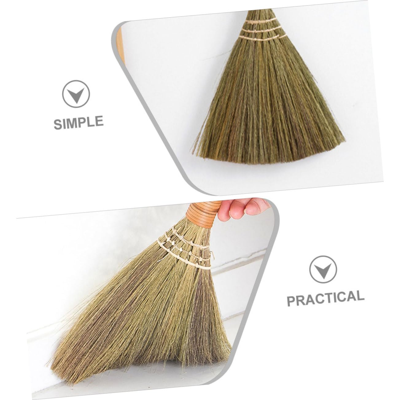 CIYODO Straw Broom Cleaning Brush Table Broom Hand-Made Broom Desk Dust Broom Cleaning Broom Desktop Small Broom Short Handle Broom Hand Broom Household Dust Brush Whisk Broom Desk Broom