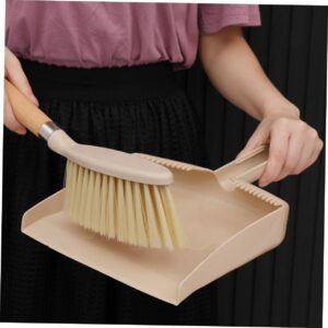 FOYTOKI 1 Set 2pcs Desktop Dustpan Computer Keyboard Cleaner Small Hand Mini Cleaning Brush Tiny Broom Dustpan Kit Broom Outdoor Miniature Dustpan and Brush Home Dust Remover Pp Beige