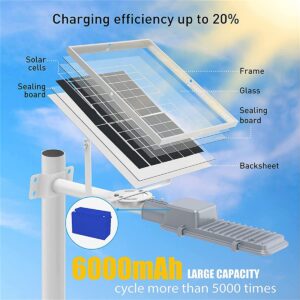 BLHKBAIKB Outdoor Solar Street Light,50000LM High Brightness Dusk to Dawn LED Light with Remote Control,IP65 Waterproof,Suitable for Parking Lot, Yard, Garden, Courtyard, Stadium