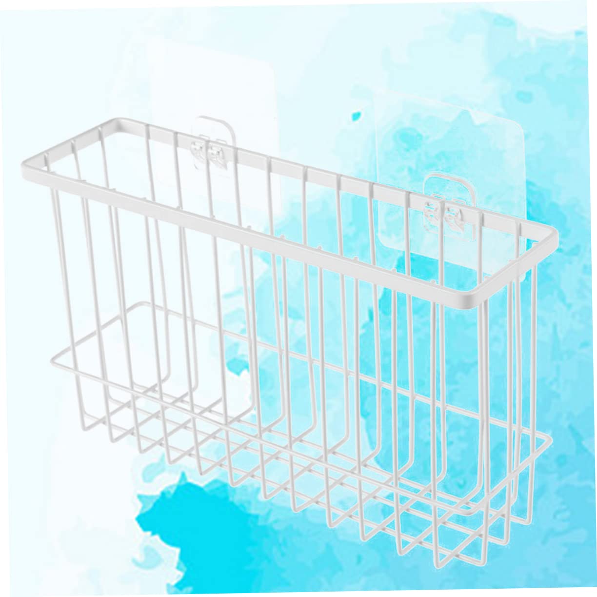 Hoement Bathroom Wall Organizer Bread Clear Container Bathroom Storage Rack Kitchen Wall Holder Heart Spoons Wrapping Paper Canister Hanging Basket Container for Cooling Wine Ledge White