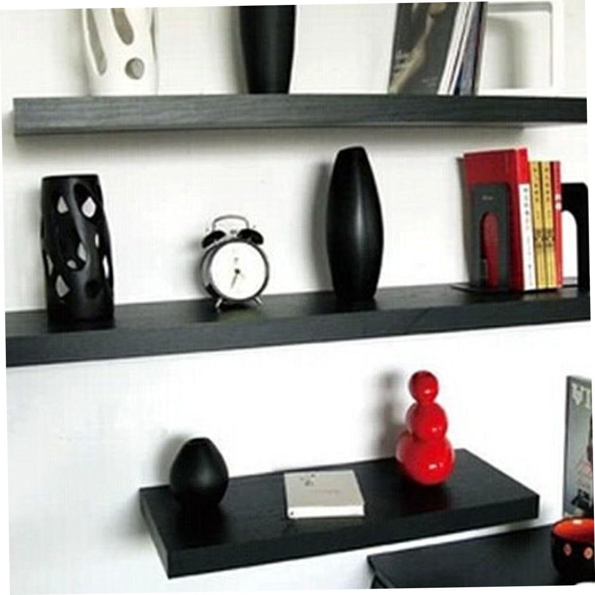 FUNOMOCYA Laminate Frame Decorative Floating Shelf Black Decor Wall Display Shelf Wall Floating Cube Wall Mounted Shelves Wall Hung Shelves Wall Hanging Rack Black Bookshelf White Wooden