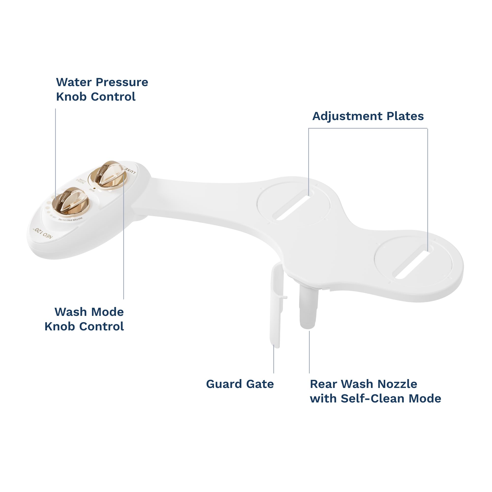 LUXE Bidet NEO 120 - Value Pack of 2 - Self-Cleaning Non-Electric Bidet Attachments for Toilet Seat (Gold and White)