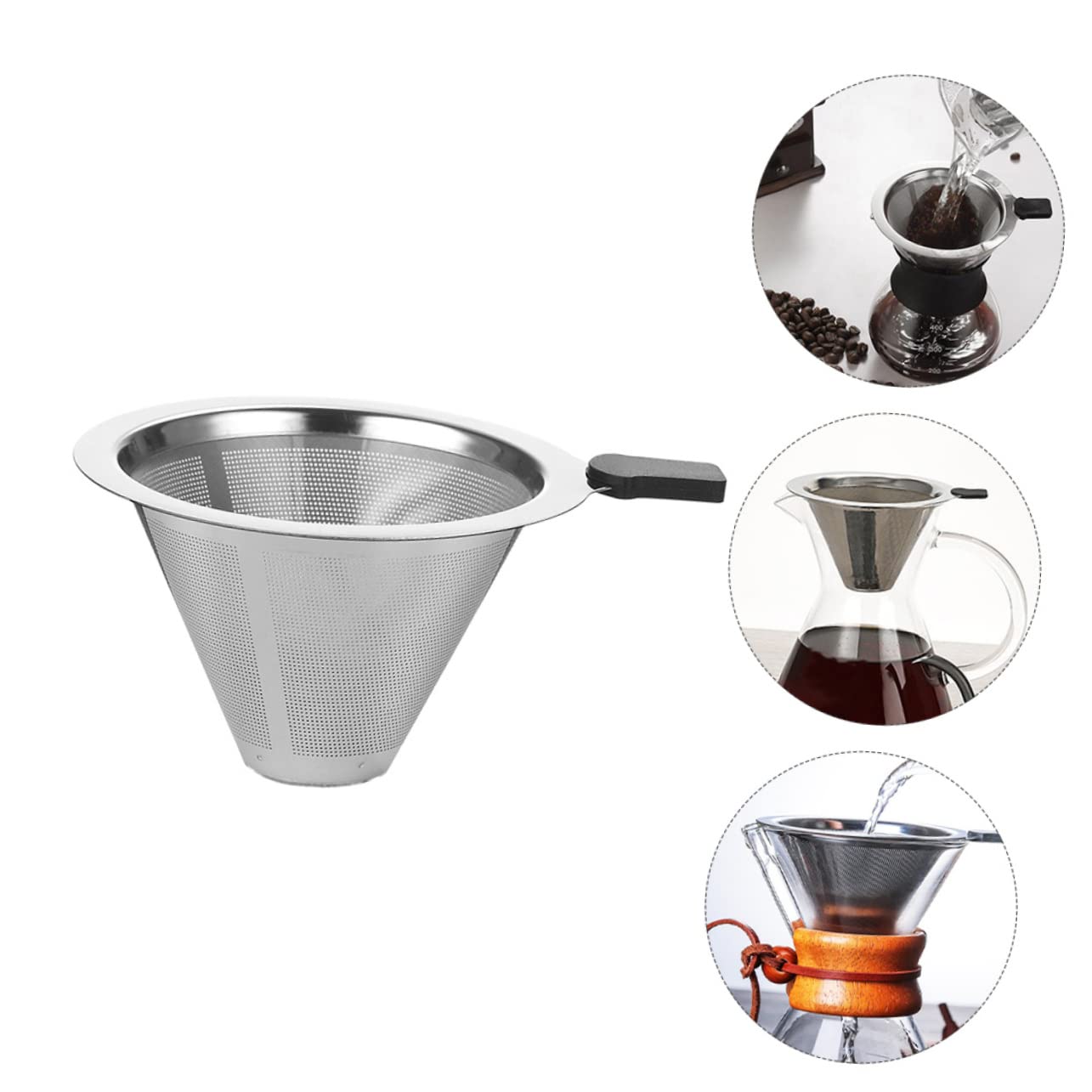 1 PC Coffee Filter Mesh Strainer Small Coffee Makers Manual Espresso Maker Stainless Drink Strainer Pour Tea Filter Reusable Residue Filter Coffee Strainer Black NAMOARLY